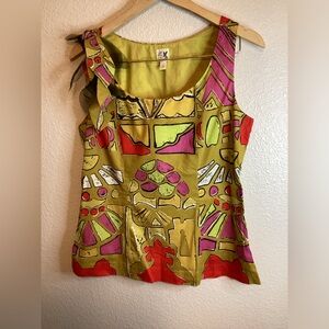 Anthropologie Edme & Esyllte Bright Abstract Print Sleeveless Top size 6